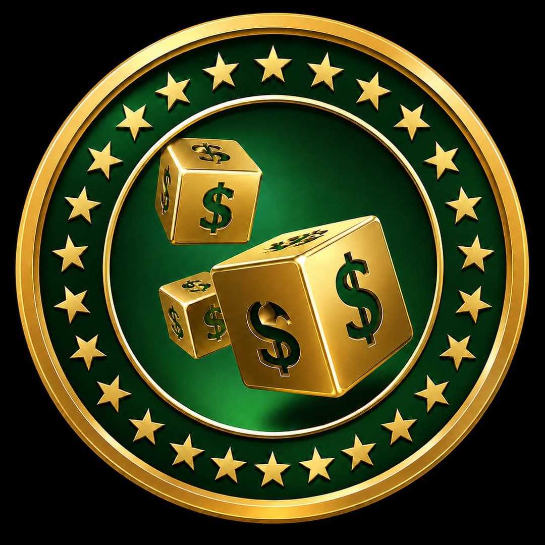 $LUCKY gold-and-green dice coin logo